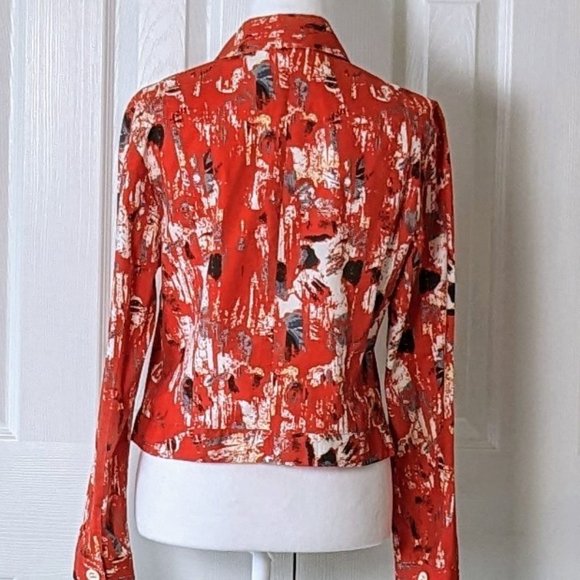 SPANNER Women's Button Down Jacket  Size 8  Orange Abstract  NWOT - Picture 3 of 6